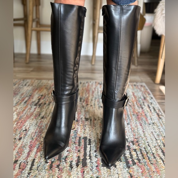 Black Knee High Leather Boots with Gold detail buckle and heel! Soft leather - Picture 7 of 10
